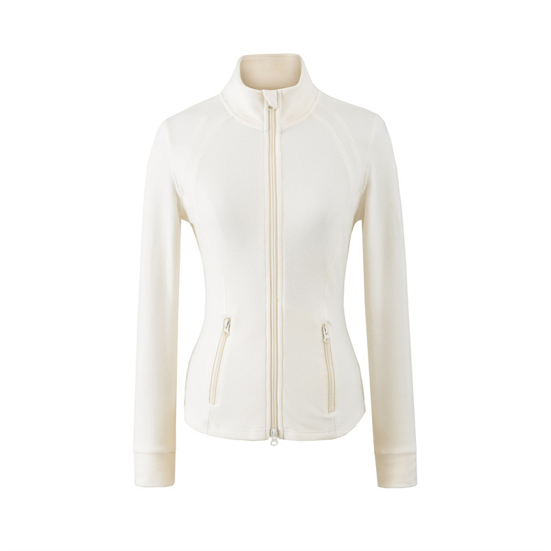 Relaxed-fit sportswear set, stand-up collar, slim-fit long-sleeved zip-up sweatshirt, drawstring flared sweatpants, women's trousers.