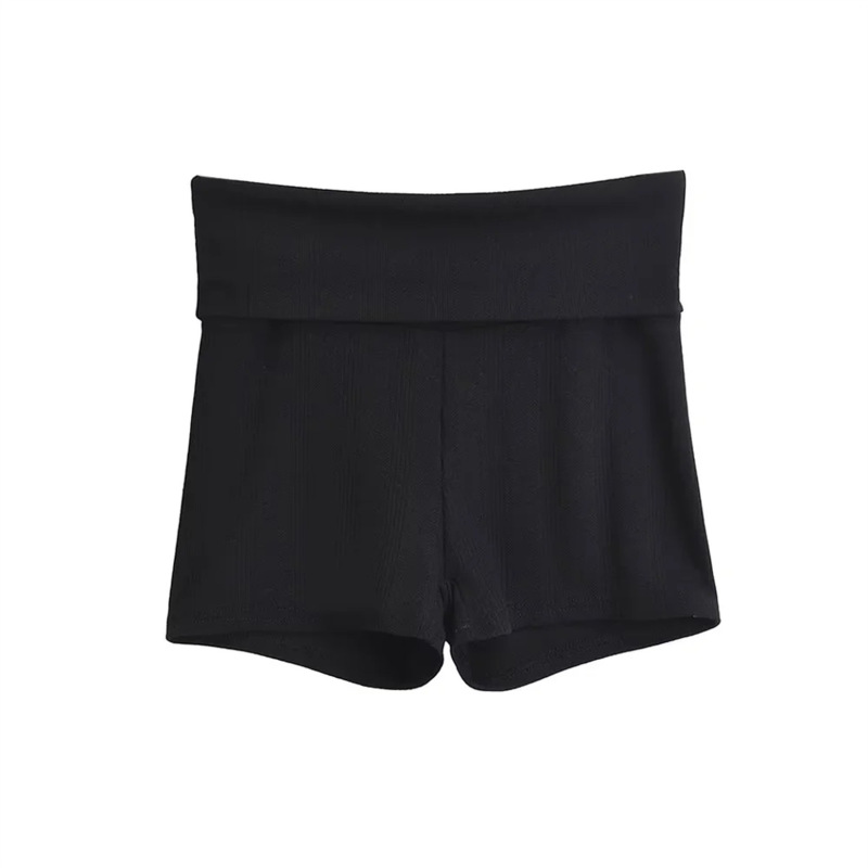 Vintage Casual Half Skirt with a Round Neck, Single-Breasted Long-Sleeve Cardigan, Rolled Hem, and Hot Pants for Petite Figures
