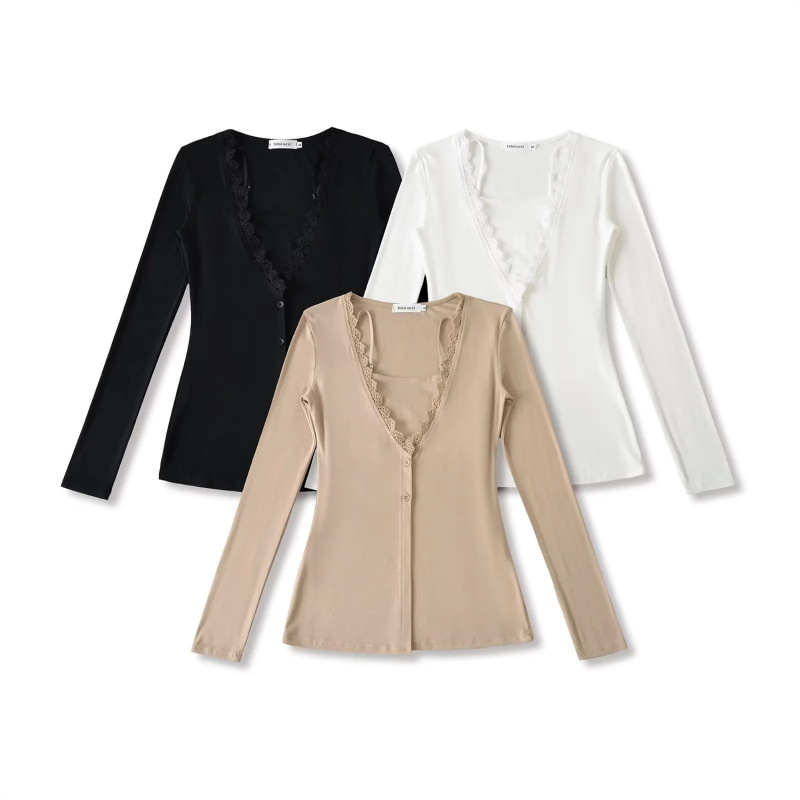 Pure Desire Hot Girl Two-Piece Set with Elegant Inner Tank Top and Camisole, Autumn Waist-Cinching Single-Breasted Lace Patchwork Long-Sleeve Cardigan