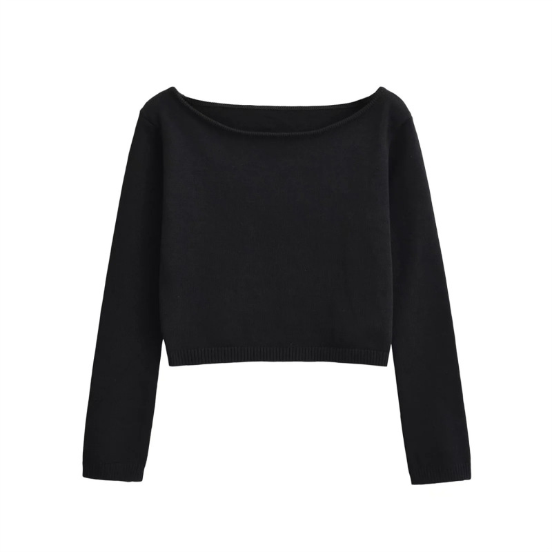 Pure Desire Style One-Shoulder Long-Sleeved Short Knitwear Top Slimming Look Draped Slit Micro-Flared Pants Knitwear Two-Piece Set