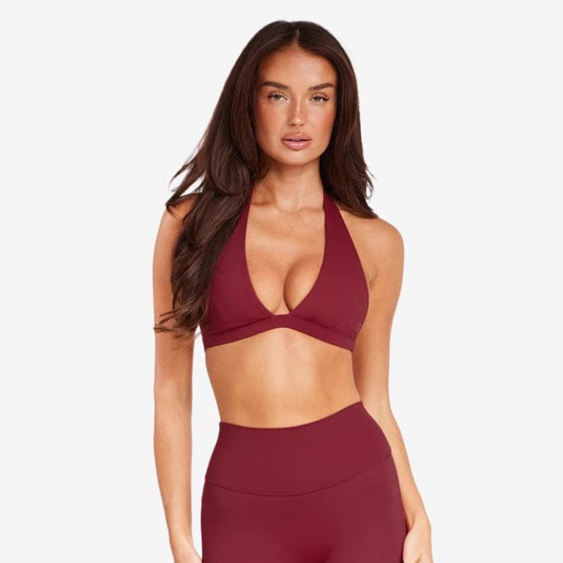Cross-border European and American style breathable shockproof V-neck halter neck beautiful back bra for women, suitable for wearing as outerwear, quick-drying fitness yoga bra, sports bra