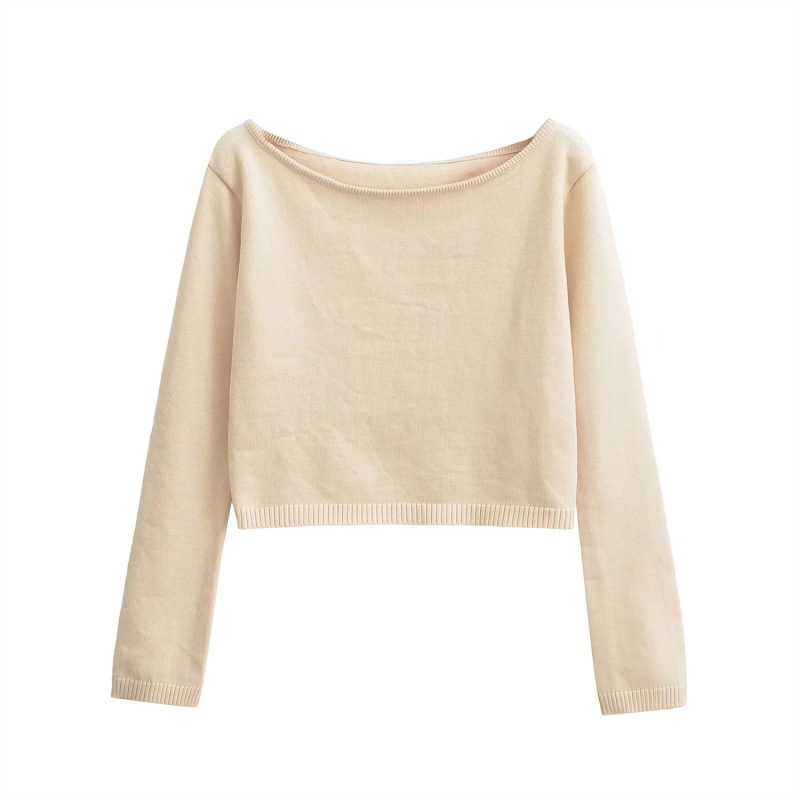 Pure Desire Style One-Shoulder Long-Sleeved Short Knitwear Top Slimming Look Draped Slit Micro-Flared Pants Knitwear Two-Piece Set