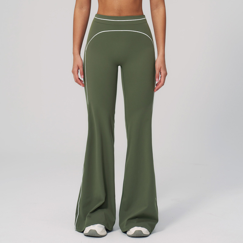 Zechuang Autumn/Winter Brushed Wide-Leg Pants, High-Waisted, Color-Blocked, Loose-Fitting Casual Long Pants, Outdoor Sports Running Fitness Apparel 7028