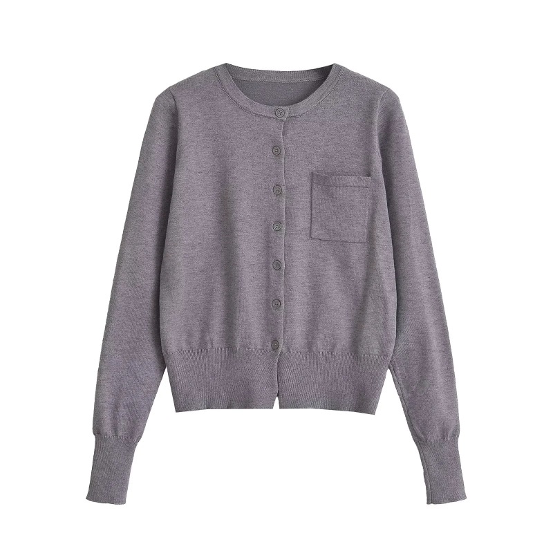 Petite Soft Versatile Round Neck Sweater Cardigan + High-Waisted Slimming Hip-Hugging Shorts Knitted Long-Sleeve Two-Piece Set
