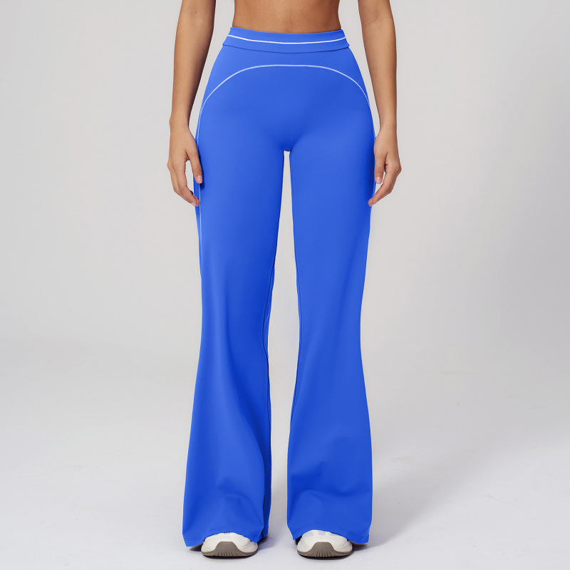 Zechuang Autumn/Winter Brushed Wide-Leg Pants, High-Waisted, Color-Blocked, Loose-Fitting Casual Long Pants, Outdoor Sports Running Fitness Apparel 7028