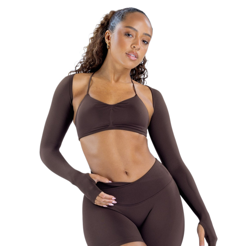 AliExpress Hot Selling New Fully Matte Nylon Sports Fitness Yoga Vest Seamless Long Sleeve with Thumb Hole