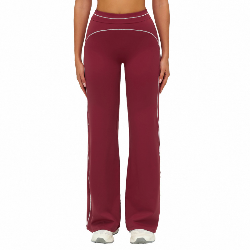 Zechuang Autumn/Winter Brushed Wide-Leg Pants, High-Waisted, Color-Blocked, Loose-Fitting Casual Long Pants, Outdoor Sports Running Fitness Apparel 7028