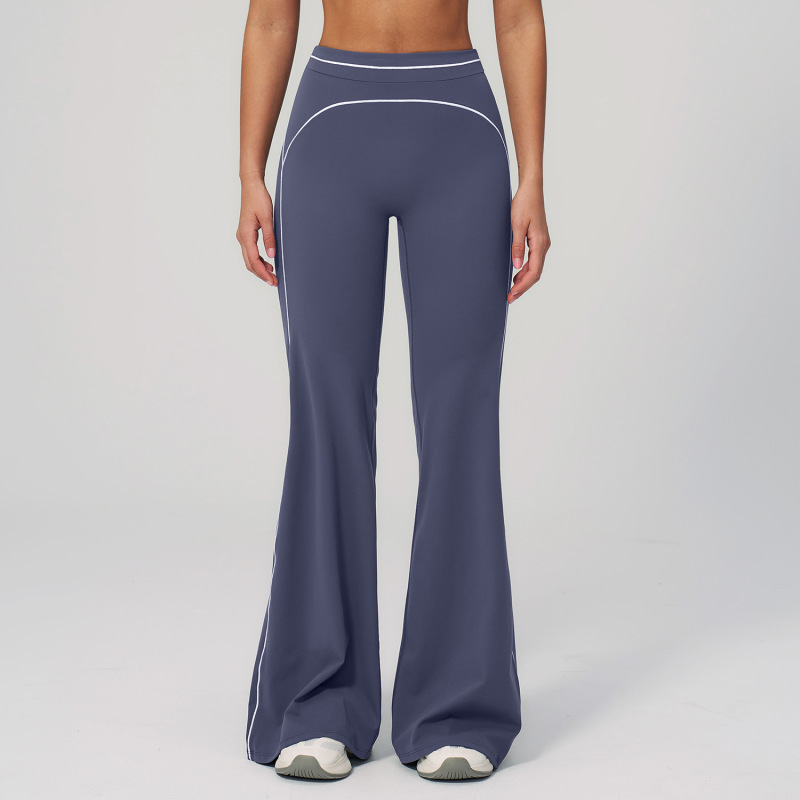 Zechuang Autumn/Winter Brushed Wide-Leg Pants, High-Waisted, Color-Blocked, Loose-Fitting Casual Long Pants, Outdoor Sports Running Fitness Apparel 7028