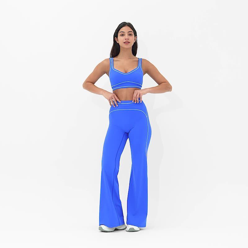 Zechuang Autumn/Winter Brushed Wide-Leg Pants, High-Waisted, Color-Blocked, Loose-Fitting Casual Long Pants, Outdoor Sports Running Fitness Apparel 7028