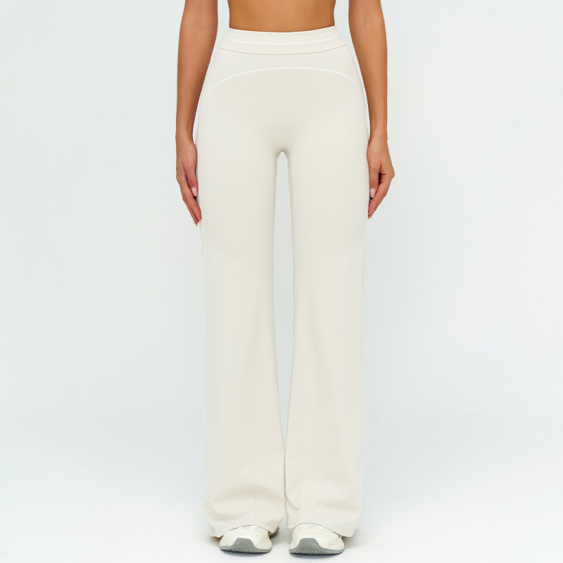 Zechuang Autumn/Winter Brushed Wide-Leg Pants, High-Waisted, Color-Blocked, Loose-Fitting Casual Long Pants, Outdoor Sports Running Fitness Apparel 7028