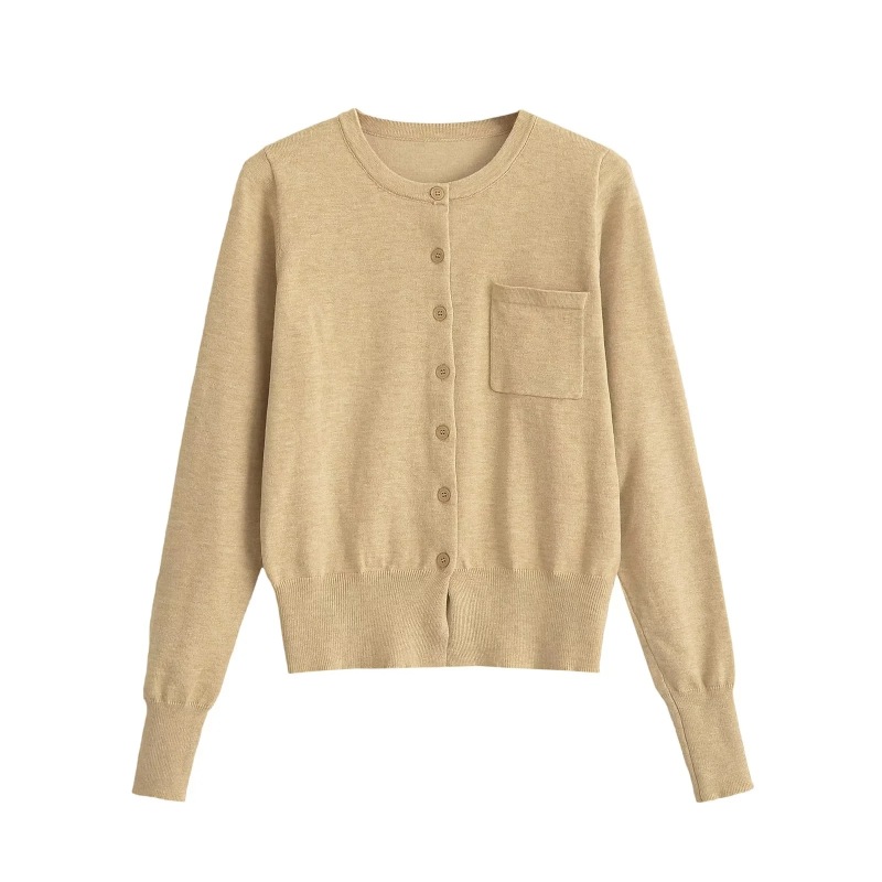 Petite Soft Versatile Round Neck Sweater Cardigan + High-Waisted Slimming Hip-Hugging Shorts Knitted Long-Sleeve Two-Piece Set