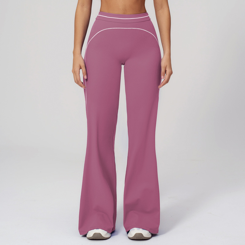 Zechuang Autumn/Winter Brushed Wide-Leg Pants, High-Waisted, Color-Blocked, Loose-Fitting Casual Long Pants, Outdoor Sports Running Fitness Apparel 7028