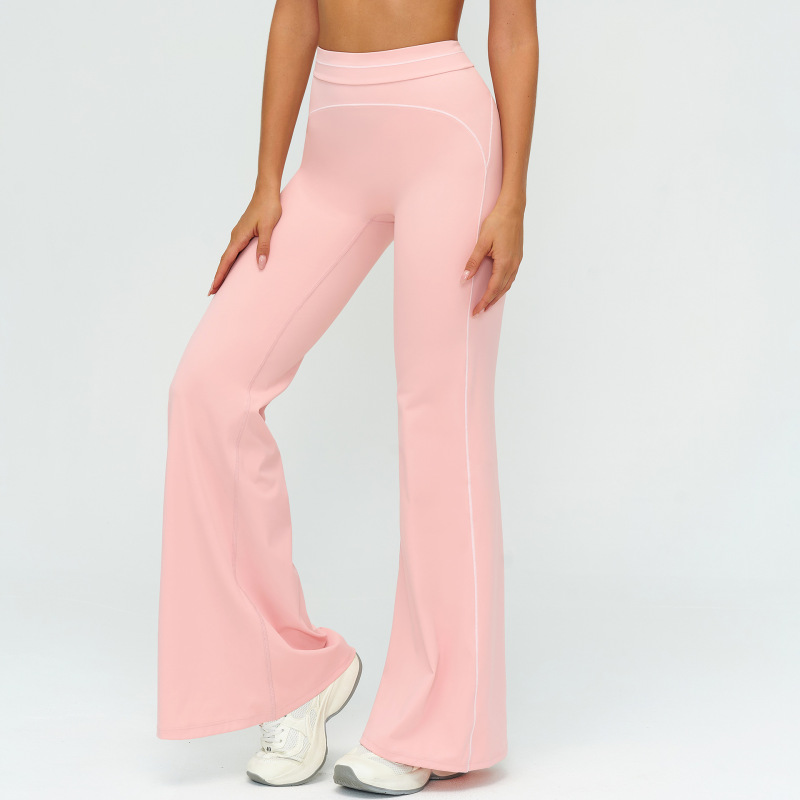 Zechuang Autumn/Winter Brushed Wide-Leg Pants, High-Waisted, Color-Blocked, Loose-Fitting Casual Long Pants, Outdoor Sports Running Fitness Apparel 7028