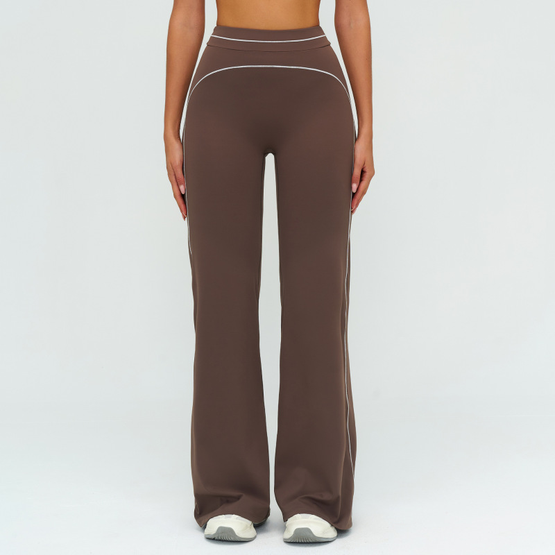 Zechuang Autumn/Winter Brushed Wide-Leg Pants, High-Waisted, Color-Blocked, Loose-Fitting Casual Long Pants, Outdoor Sports Running Fitness Apparel 7028
