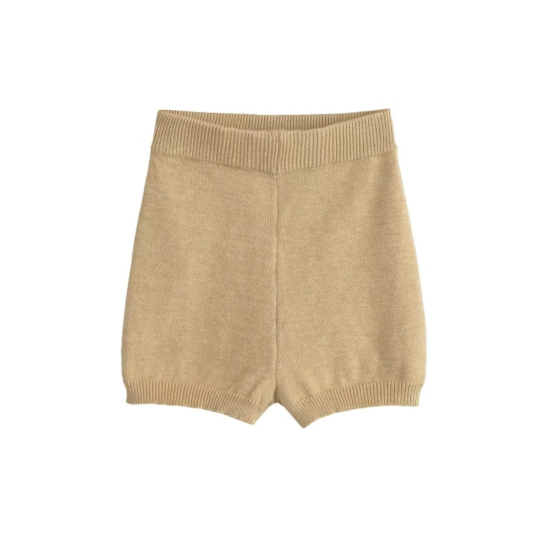 Petite Soft Versatile Round Neck Sweater Cardigan + High-Waisted Slimming Hip-Hugging Shorts Knitted Long-Sleeve Two-Piece Set