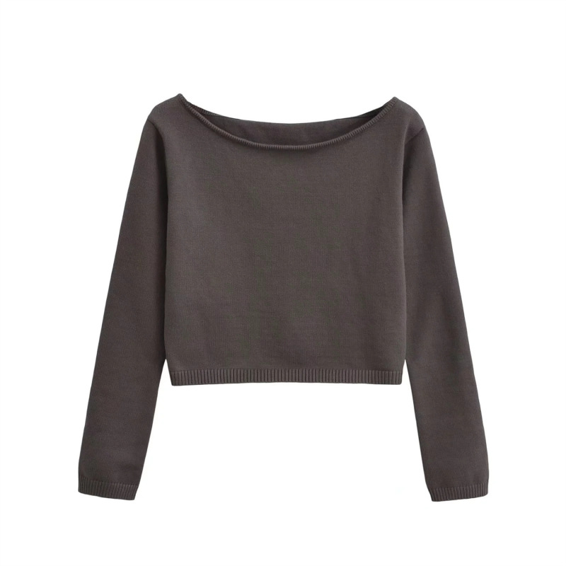 Pure Desire Style One-Shoulder Long-Sleeved Short Knitwear Top Slimming Look Draped Slit Micro-Flared Pants Knitwear Two-Piece Set