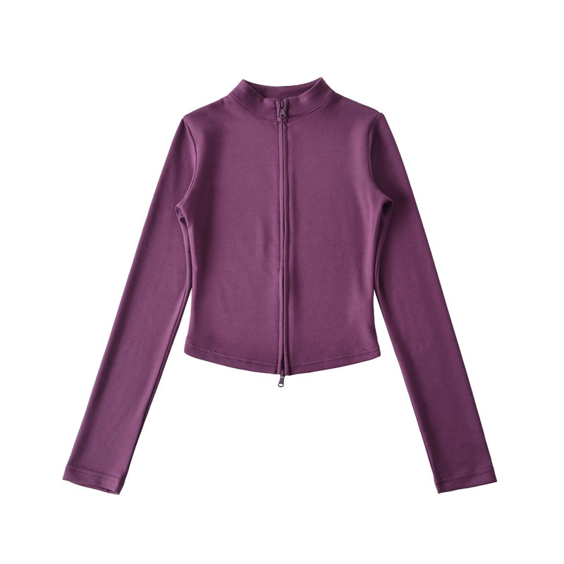 Tall Korean-style thin stand-collar zip-up cardigan jacket + drawstring versatile flared floor-length pants two-piece set for women