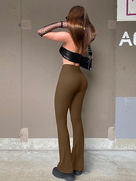 Europe and the United States cross-border 2024 sports leisure yoga pants rib exercise high waist flared pants leggings pants women