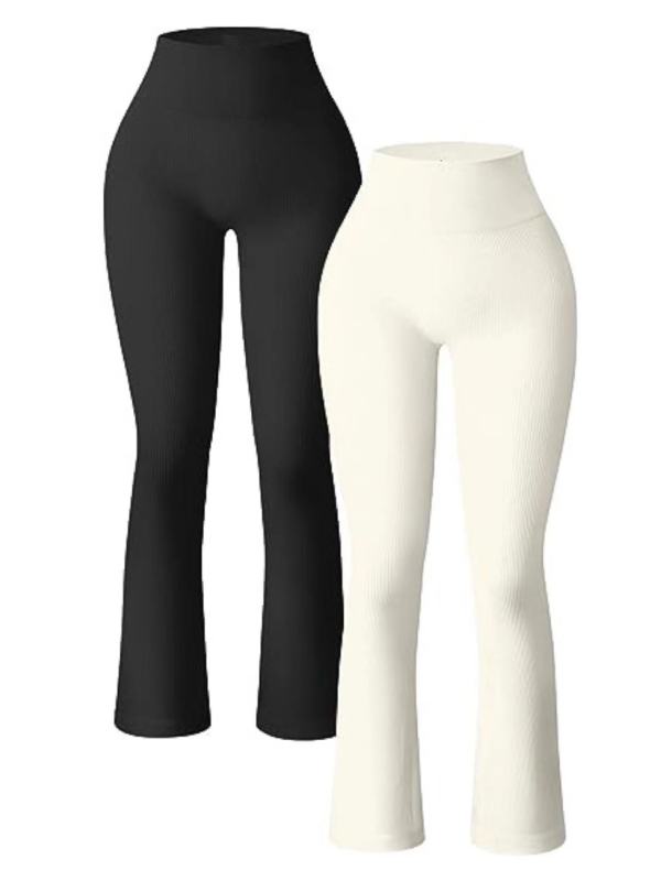 Europe and the United States cross-border 2024 sports leisure yoga pants rib exercise high waist flared pants leggings pants women