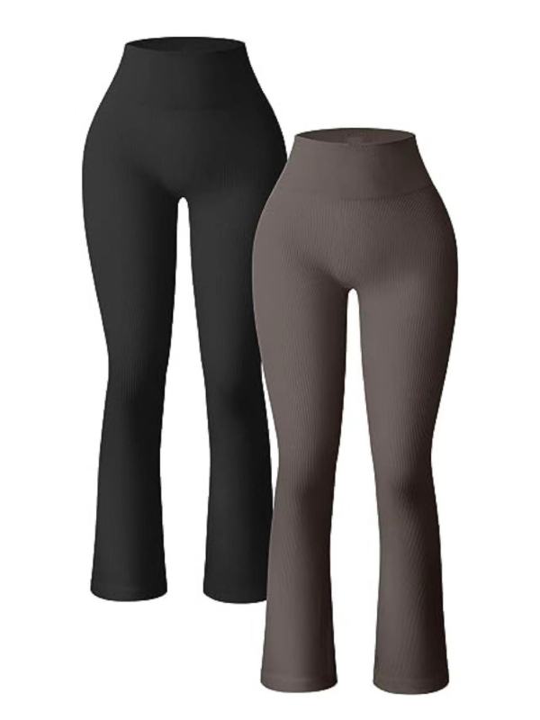 Europe and the United States cross-border 2024 sports leisure yoga pants rib exercise high waist flared pants leggings pants women