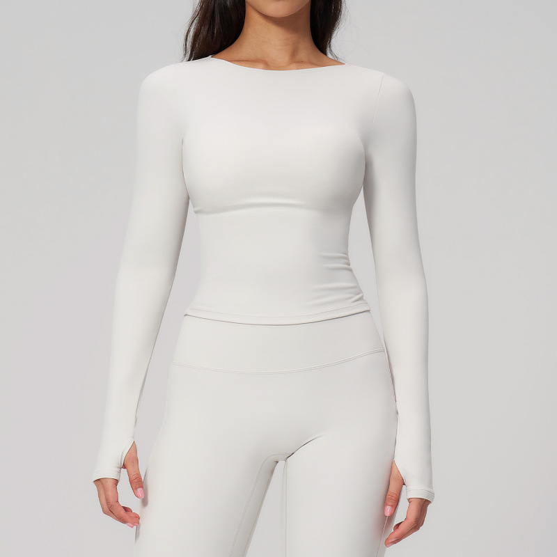 Cross-border summer creamy brushed yoga long-sleeved outdoor sports running fitness long-sleeved yoga wear women's 2551