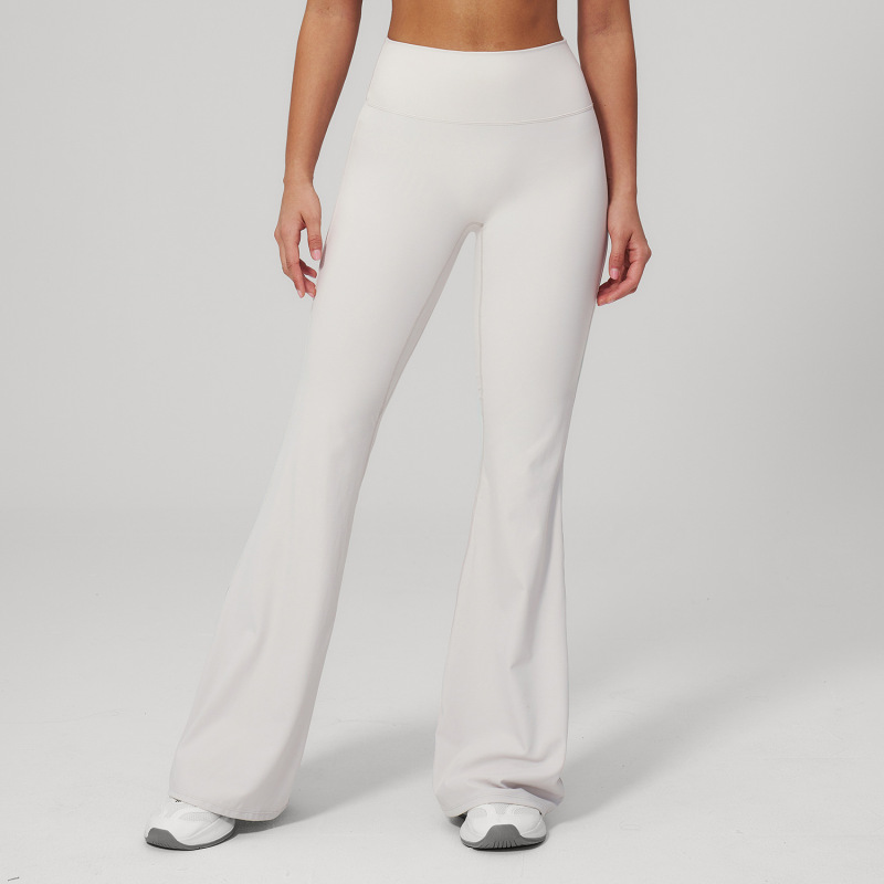 Creamy brushed athletic trousers, women's high-waisted, tight-fitting, wide-leg, slimming flared trousers, suitable for sports, running, and fitness (2551)