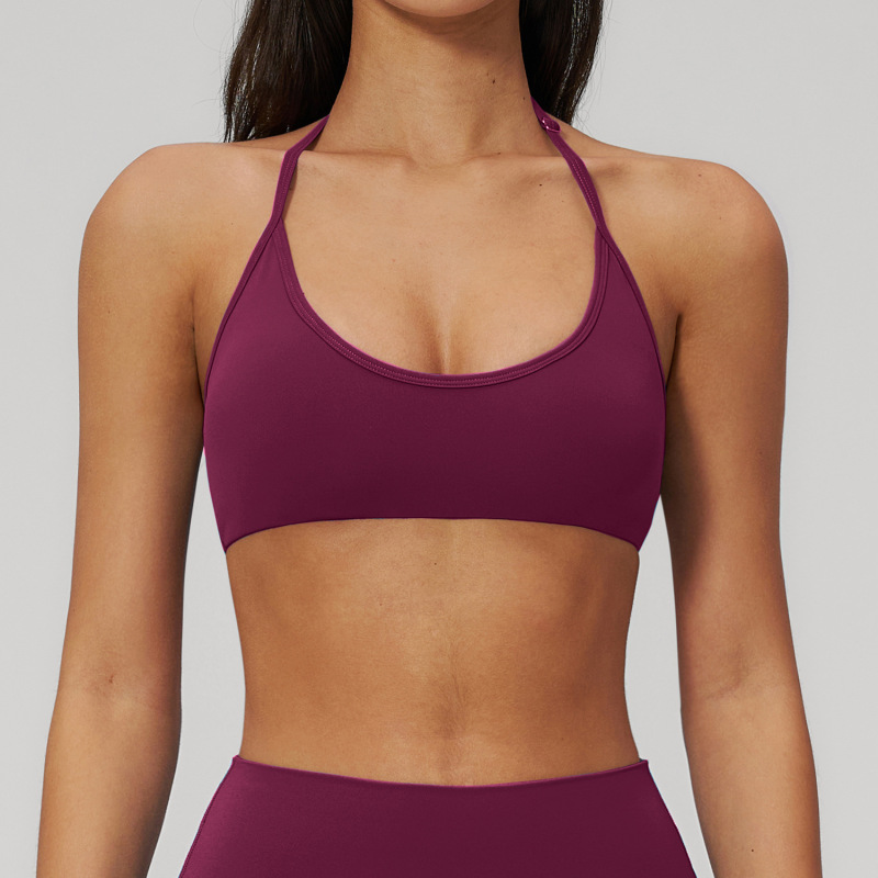 Creamy brushed backless bra, shockproof, quick-drying, tight-fitting, outdoor running and fitness sports bra 2551
