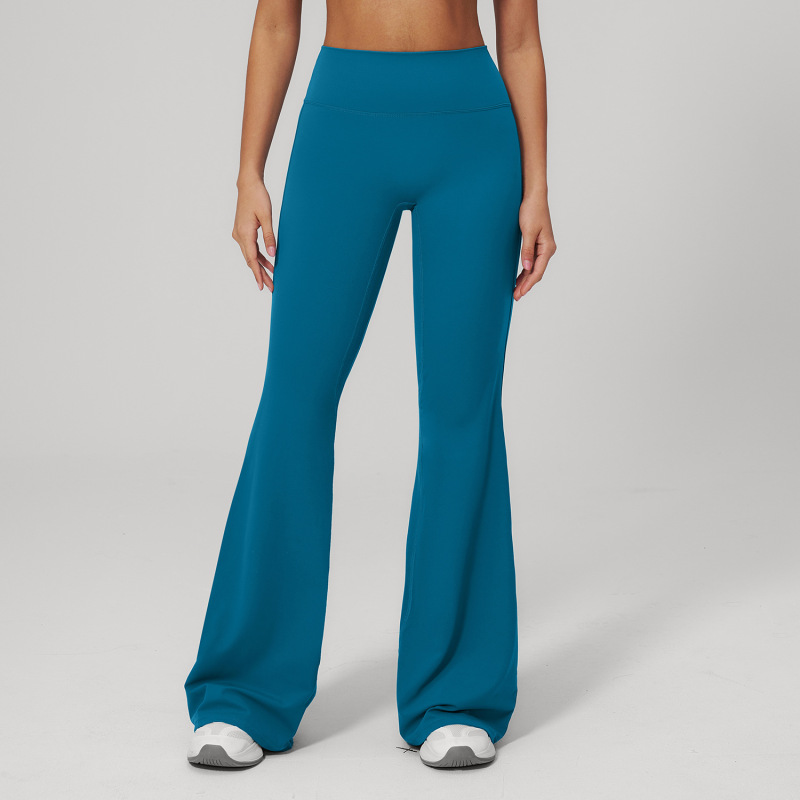 Creamy brushed athletic trousers, women's high-waisted, tight-fitting, wide-leg, slimming flared trousers, suitable for sports, running, and fitness (2551)