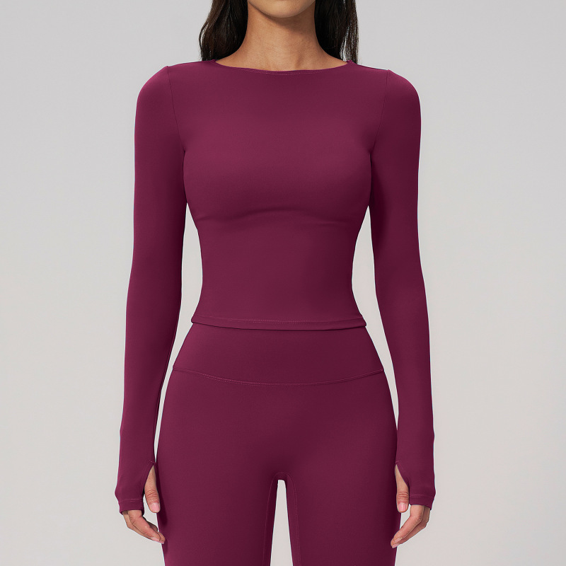 Cross-border summer creamy brushed yoga long-sleeved outdoor sports running fitness long-sleeved yoga wear women's 2551