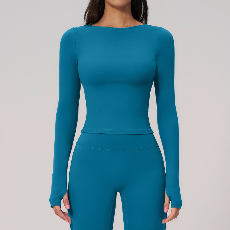 Cross-border summer creamy brushed yoga long-sleeved outdoor sports running fitness long-sleeved yoga wear women's 2551