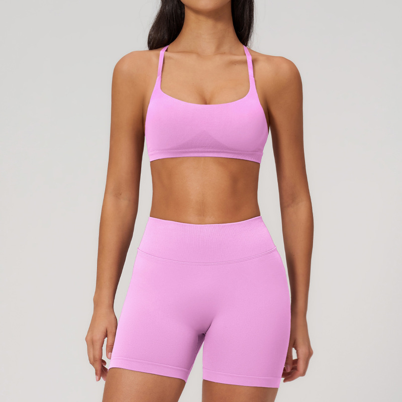 Seamless Yoga Set for Women, Off-Shoulder, Quick-Drying, Tight-Fitting Sports Suit, Outdoor Casual Running Fitness Wear 7790