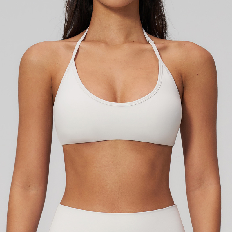 Creamy brushed backless bra, shockproof, quick-drying, tight-fitting, outdoor running and fitness sports bra 2551