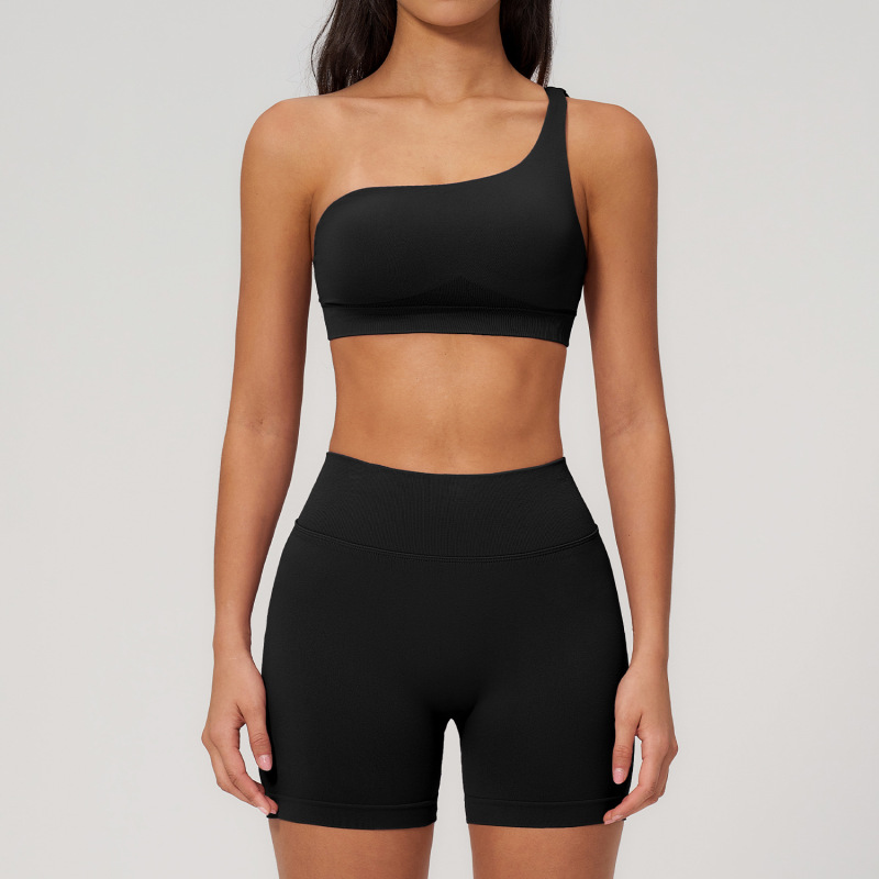 Seamless Yoga Set for Women, Off-Shoulder, Quick-Drying, Tight-Fitting Sports Suit, Outdoor Casual Running Fitness Wear 7790