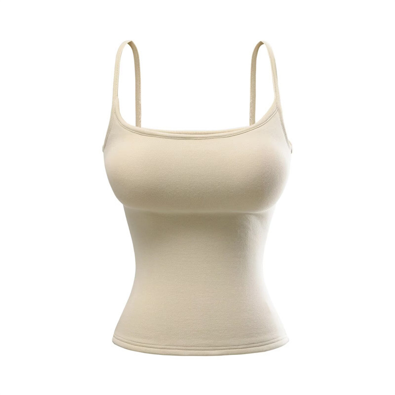 Hot Girl Inner Layer Padded Warm Fleece Camisole Tank Top Women's Autumn and Winter Slim Fit Elastic Basic Sleeveless Top
