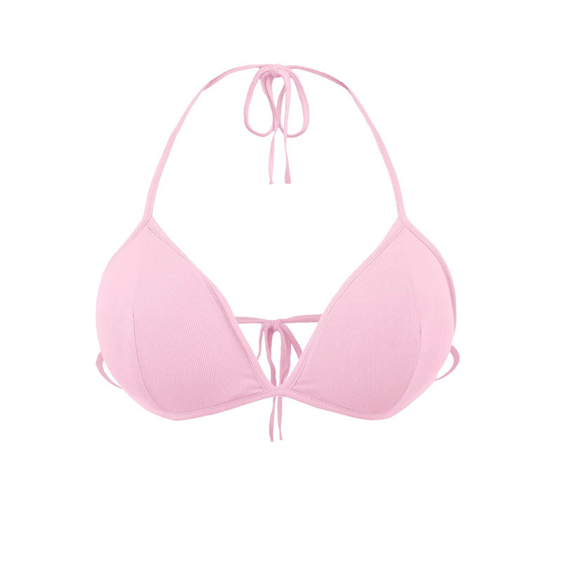 Pure Desire Halter Neck Beauty Back Bra Women's Short V-Neck Pure Desire Tie-Up Base Triangle Cup Bra Camisole Sports Vest