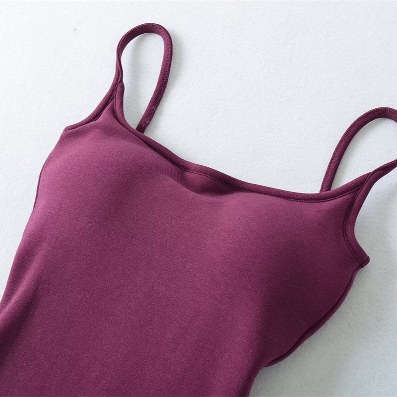 Hot Girl Inner Layer Padded Warm Fleece Camisole Tank Top Women's Autumn and Winter Slim Fit Elastic Basic Sleeveless Top