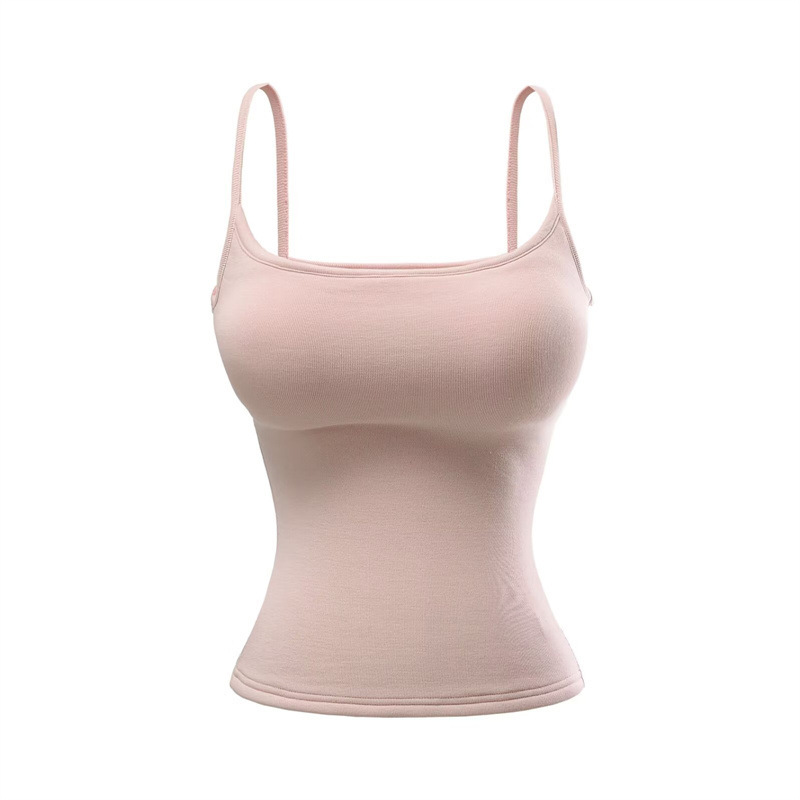 Hot Girl Inner Layer Padded Warm Fleece Camisole Tank Top Women's Autumn and Winter Slim Fit Elastic Basic Sleeveless Top