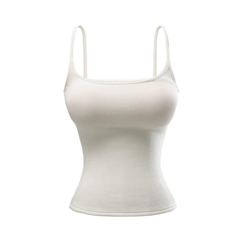 Hot Girl Inner Layer Padded Warm Fleece Camisole Tank Top Women's Autumn and Winter Slim Fit Elastic Basic Sleeveless Top