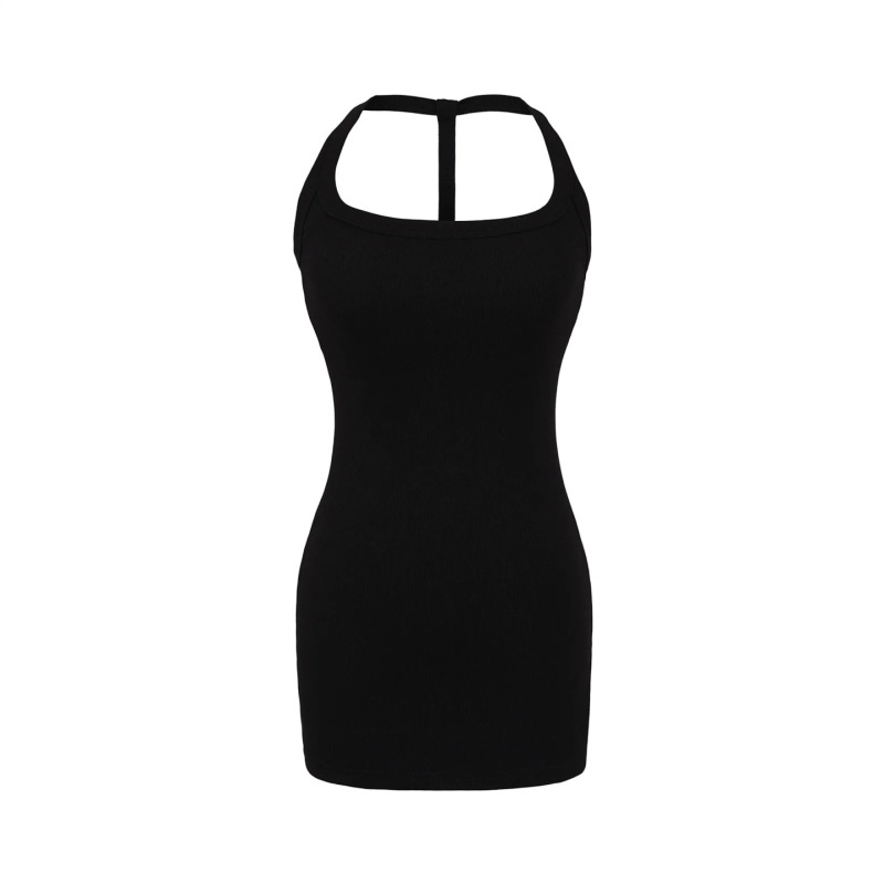 Pure Desire Style Halter Neck Design Padded Strap Dress for Women, Summer Sexy Hot Girl Backless Bodycon Short Dress