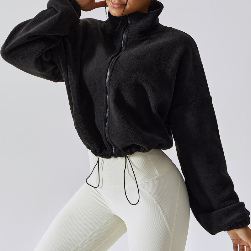 Cross-border independent website sports sweatshirt autumn and winter top stand collar loose fleece-lined casual jacket loose style