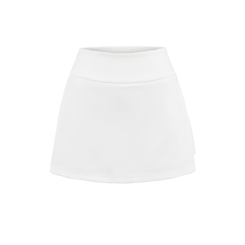 Hot girl high-waisted slimming gray sports mini skirt, retro style, side slits, running, yoga, anti-exposure A-line skirt