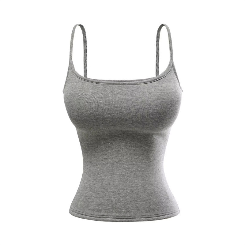 Hot Girl Inner Layer Padded Warm Fleece Camisole Tank Top Women's Autumn and Winter Slim Fit Elastic Basic Sleeveless Top