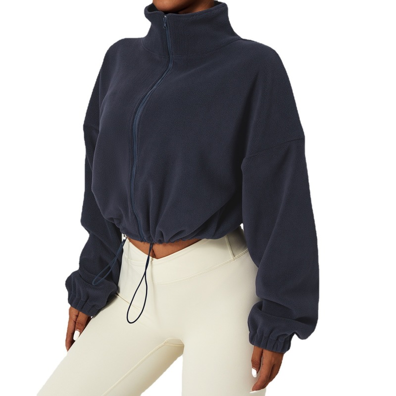 Cross-border independent website sports sweatshirt autumn and winter top stand collar loose fleece-lined casual jacket loose style