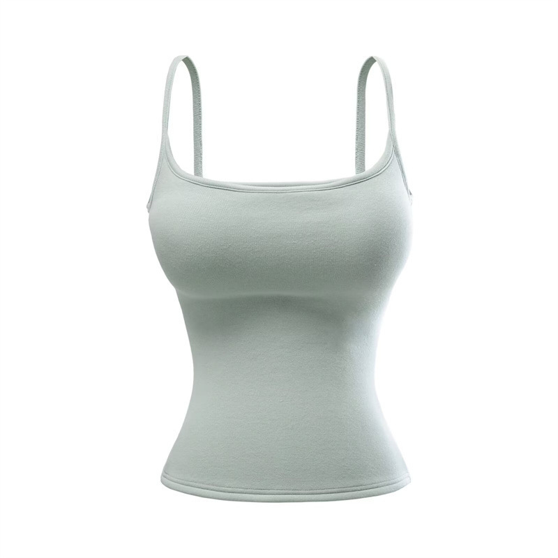 Hot Girl Inner Layer Padded Warm Fleece Camisole Tank Top Women's Autumn and Winter Slim Fit Elastic Basic Sleeveless Top