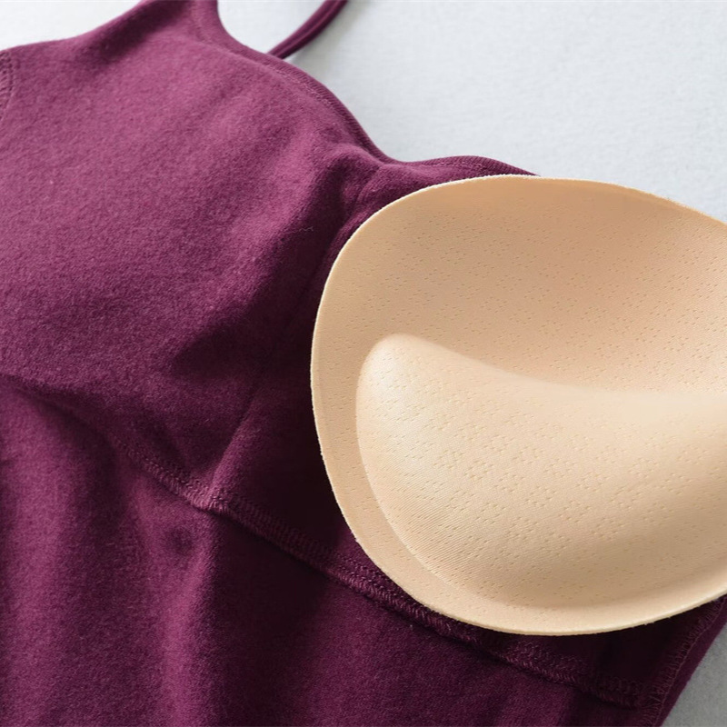 Hot Girl Inner Layer Padded Warm Fleece Camisole Tank Top Women's Autumn and Winter Slim Fit Elastic Basic Sleeveless Top
