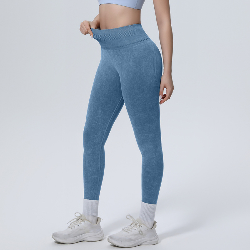 Cross-border seamless washable yoga pants, high-waisted, tummy-controlling, hip-lifting, tight-fitting cropped pants, sweat-wicking, breathable running and fitness pants for women.