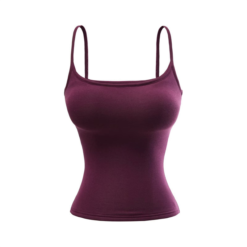 Hot Girl Inner Layer Padded Warm Fleece Camisole Tank Top Women's Autumn and Winter Slim Fit Elastic Basic Sleeveless Top