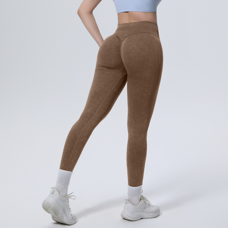 Cross-border seamless washable yoga pants, high-waisted, tummy-controlling, hip-lifting, tight-fitting cropped pants, sweat-wicking, breathable running and fitness pants for women.