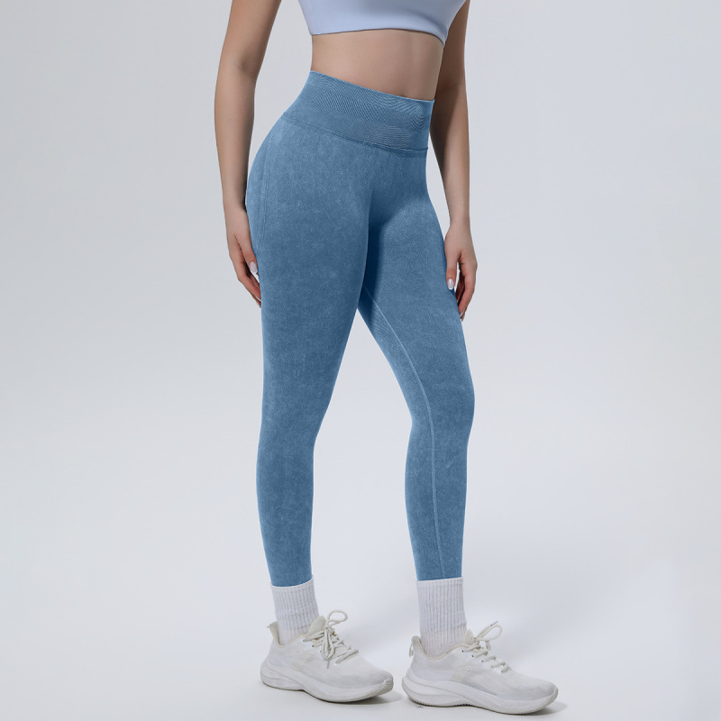 Cross-border seamless washable yoga pants, high-waisted, tummy-controlling, hip-lifting, tight-fitting cropped pants, sweat-wicking, breathable running and fitness pants for women.