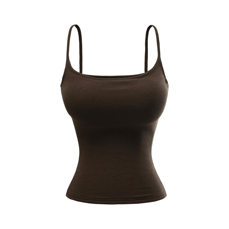 Hot Girl Inner Layer Padded Warm Fleece Camisole Tank Top Women's Autumn and Winter Slim Fit Elastic Basic Sleeveless Top